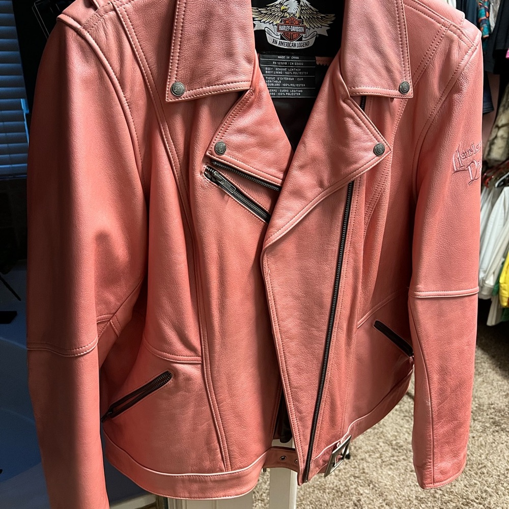 Harley-Davidson Plus Sized Women's Pink Leather Jacket